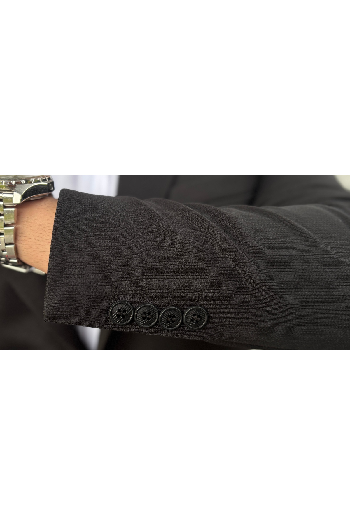 SABRİ ZENGİN  Erkek Siyah Slim Fit Çift Düğme Blazer Ceket - Görsel 4