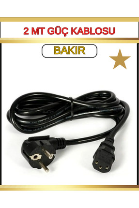 dunairo Power Güç Kablosu Bakır 2 Metre Kasa Pc Monitör Yazıcı Arası Bakır El...