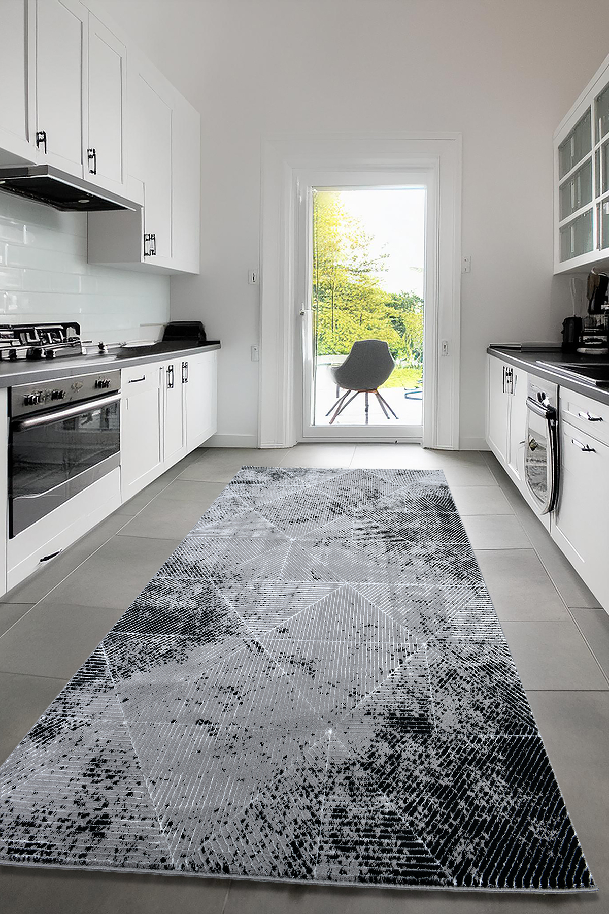 Zarra Woven Grey Black Living Room Rug Kitchen Rug Corridor Rug Runner Z011A