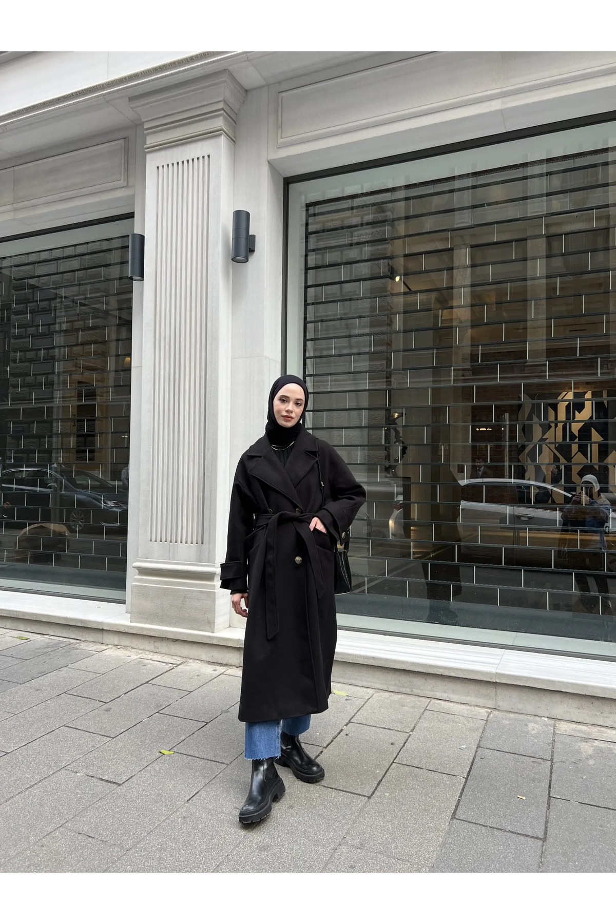 Melvien  Kemerli Kaşe Kaban Yeni (YÜN) - Görsel 4