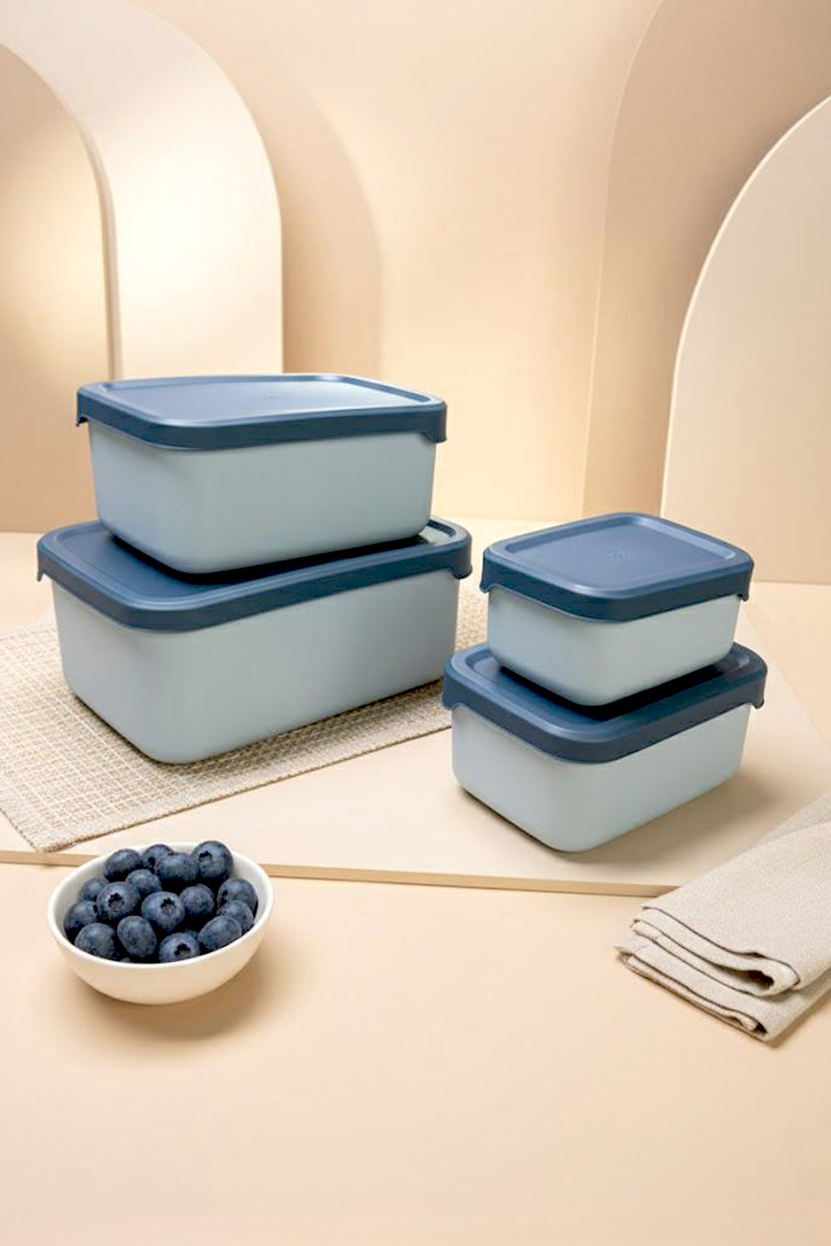 4-Piece Rectangular Storage Box Set (0.43 ml-0.83ml-1.6L-2.6L) Microwave and Freezer Compatible