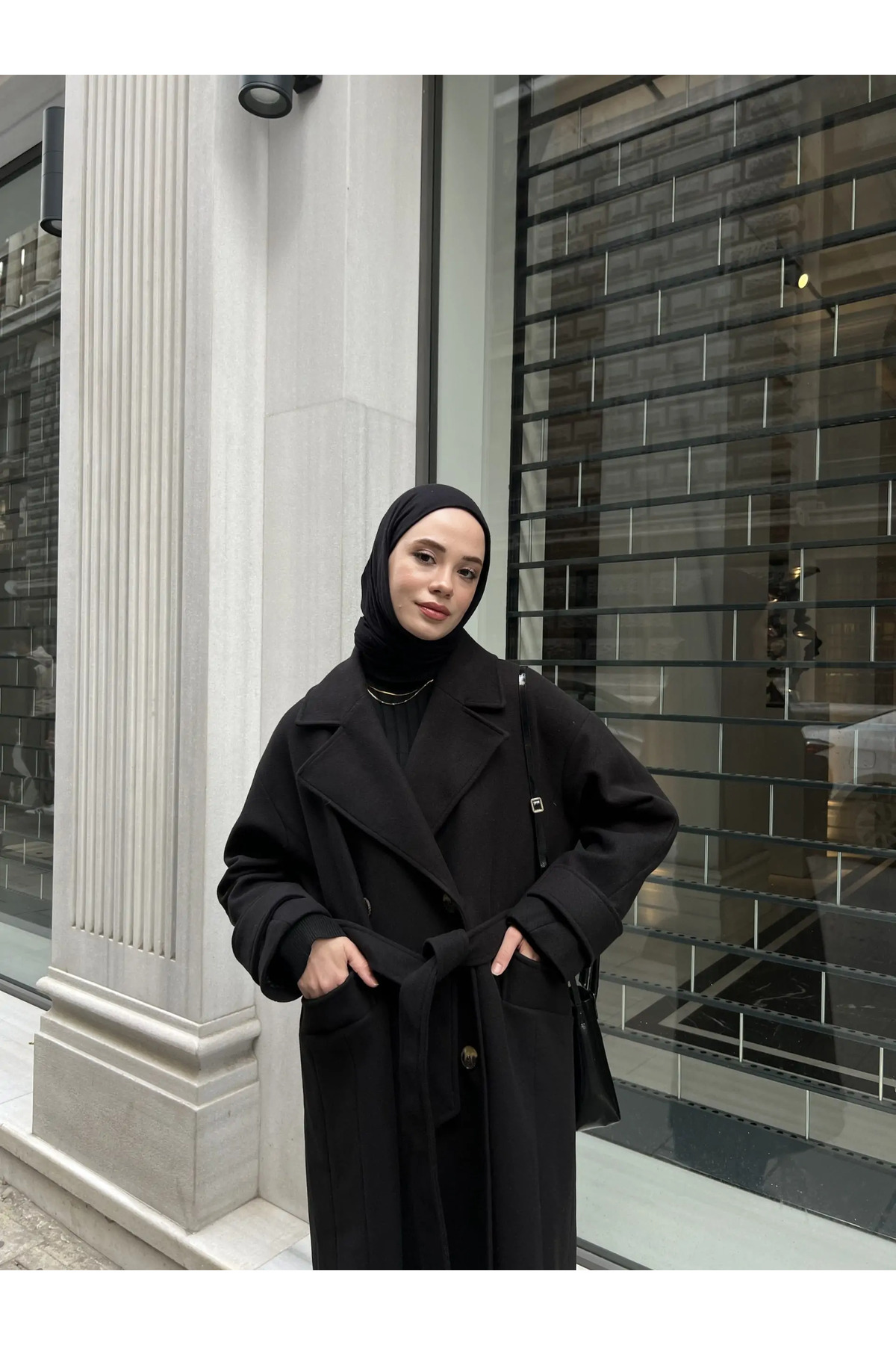 Melvien  Kemerli Kaşe Kaban Yeni (YÜN) - Görsel 2