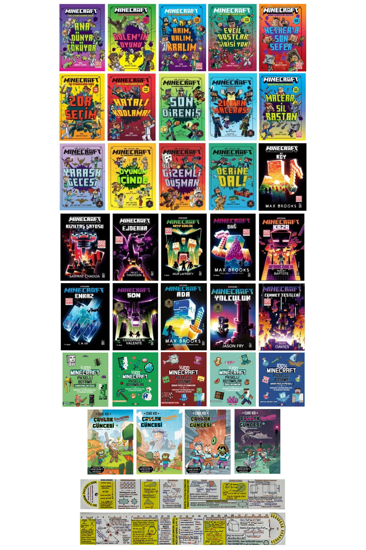 XLibris Minecraft Roman-Hikaye-Boyama-Çizgi Roman Seti 34 Kitap