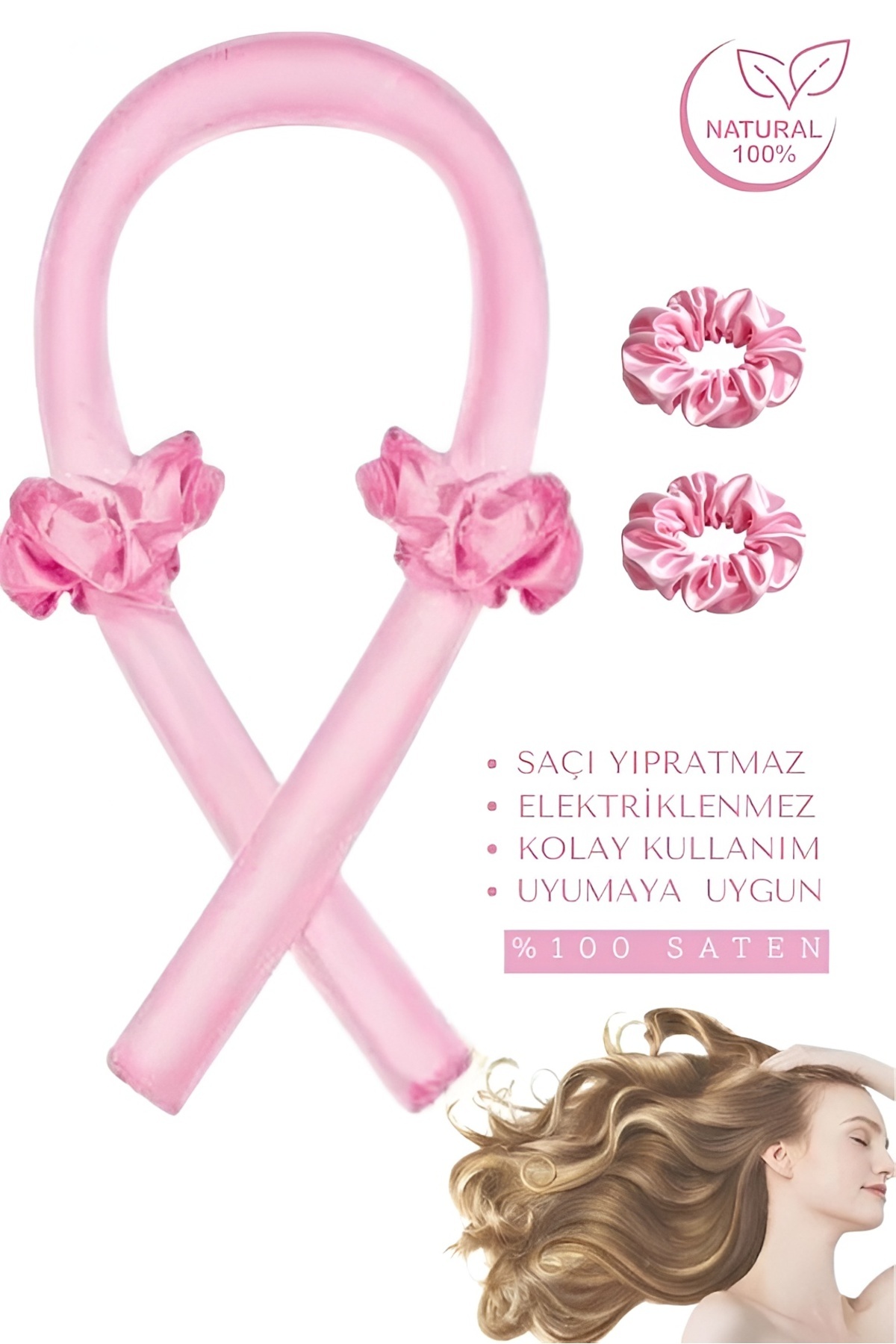 HİROS'H Isısız Saç Şekillendirme Seti Saten Saç Sosisi Saç Bigudisi