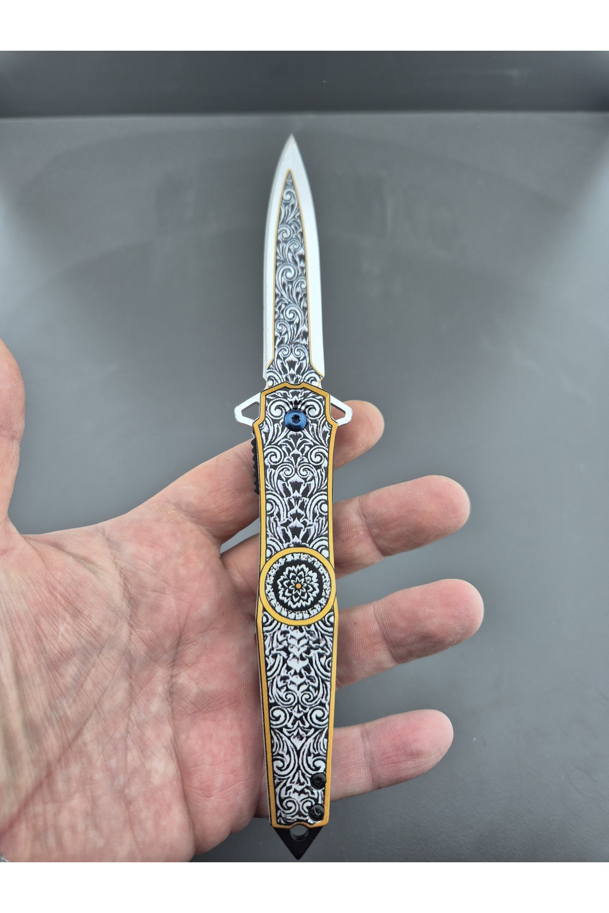 hope corner Çelik çakı kamp çakısı düğmeli av bıçağı kelebek desenli