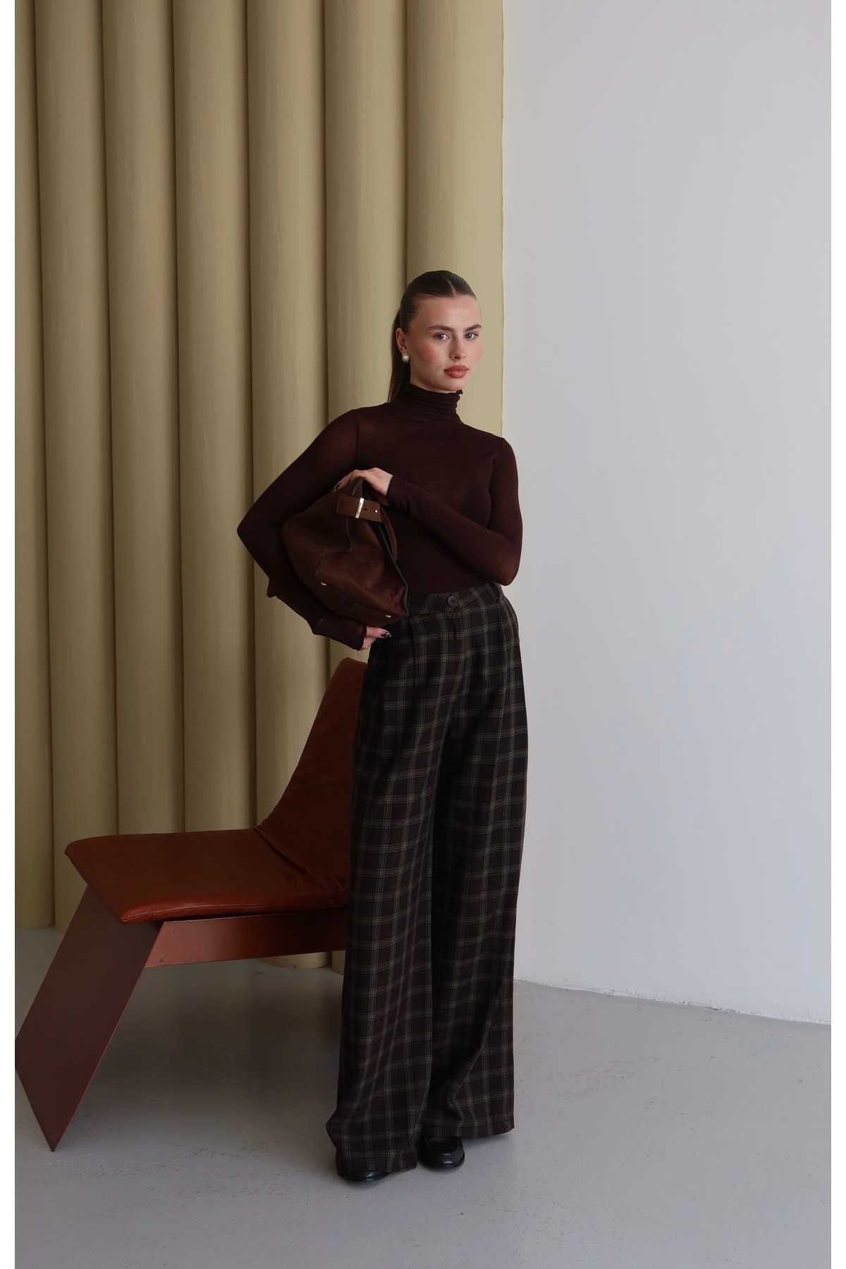 By ÖTE  Premium ekose palazzo pantolon - Görsel 4