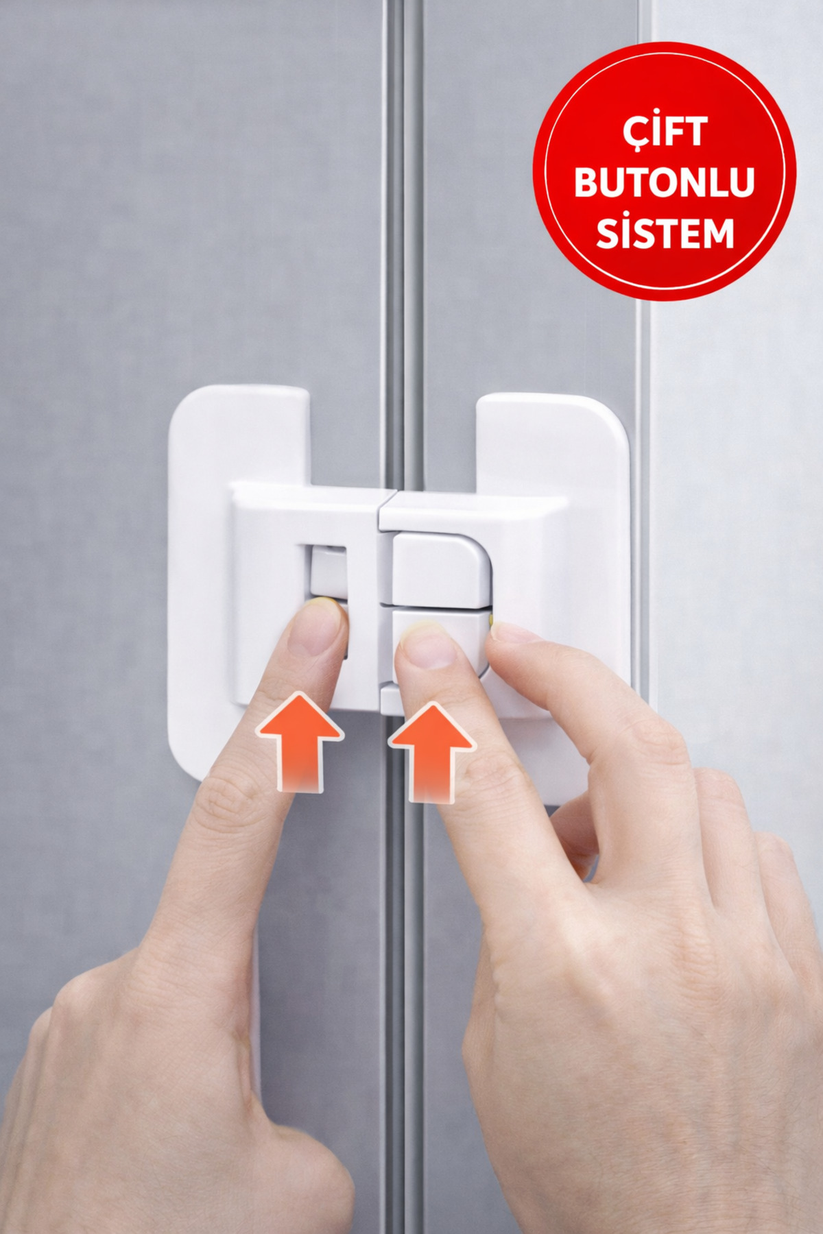 TOYFEST 4’lü Çocuk Güvenlik Kilidi | Buzdolabı Dolap Çekmece Kapak Kilidi Çift Butonlu fotoğrafı 3 (önizleme)