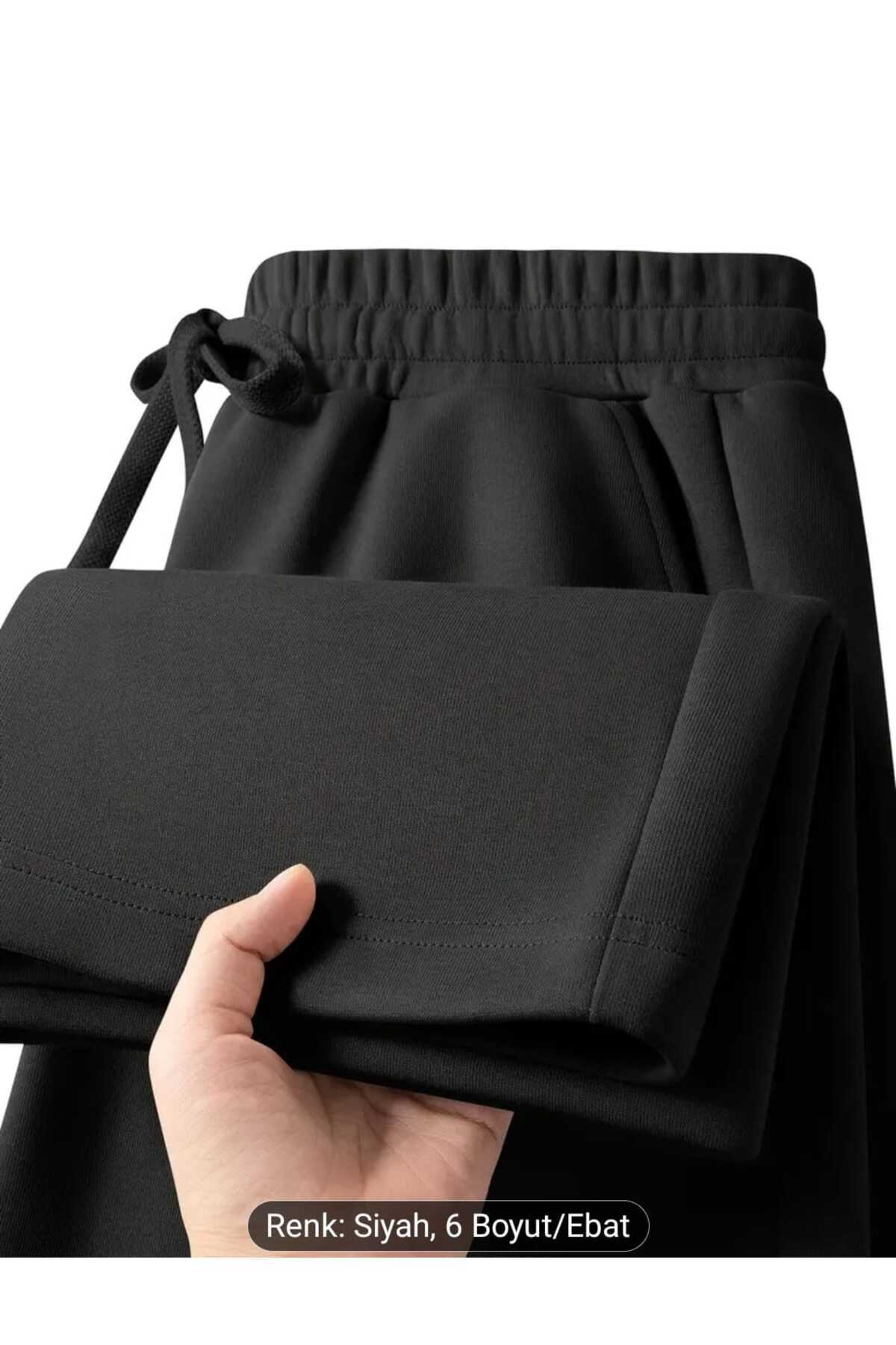 CANDERO  Kışlık Şardonlu İçi Pamuklu Erkek 2 Adet (Siyah + Gri) Eşofman Altı Bol Paça Baggy Büyük Beden Cepli - Görsel 2