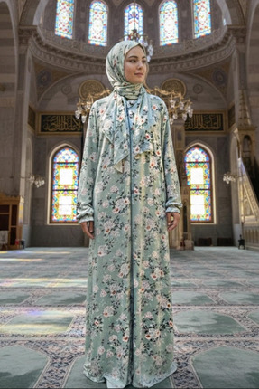 Lagom Fermuarlı Tek Parça Uzun Boylular İçin Namaz Elbisesi - - Kendinden Eşa...