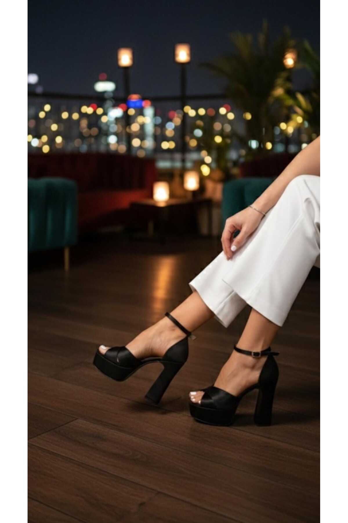 City steps  kadın topuklu çapraz bantlı ayakkabı 12 cm topuk - Görsel 5