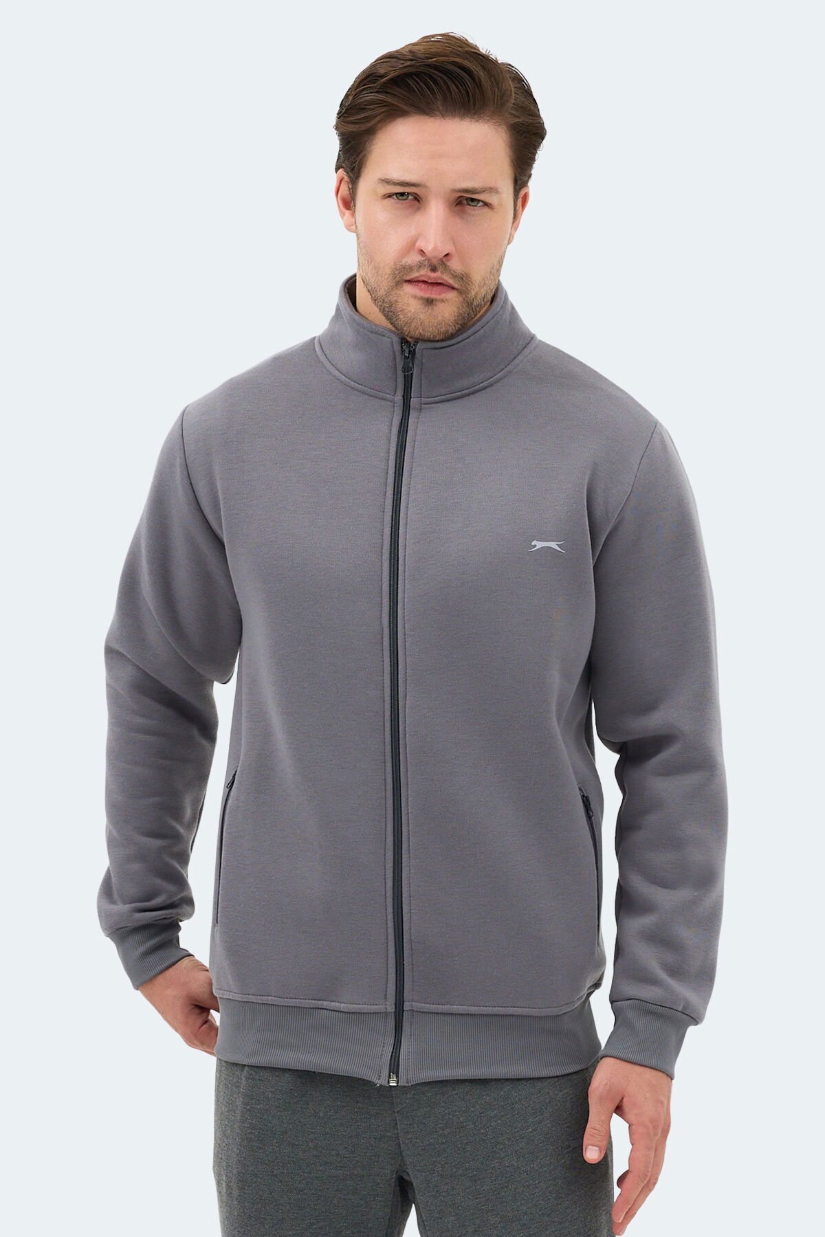 سویشرت جیب‌دار خاکی یقه ایستاده مردانه MENDOZA I اسلازنگر سویشرت Slazenger
