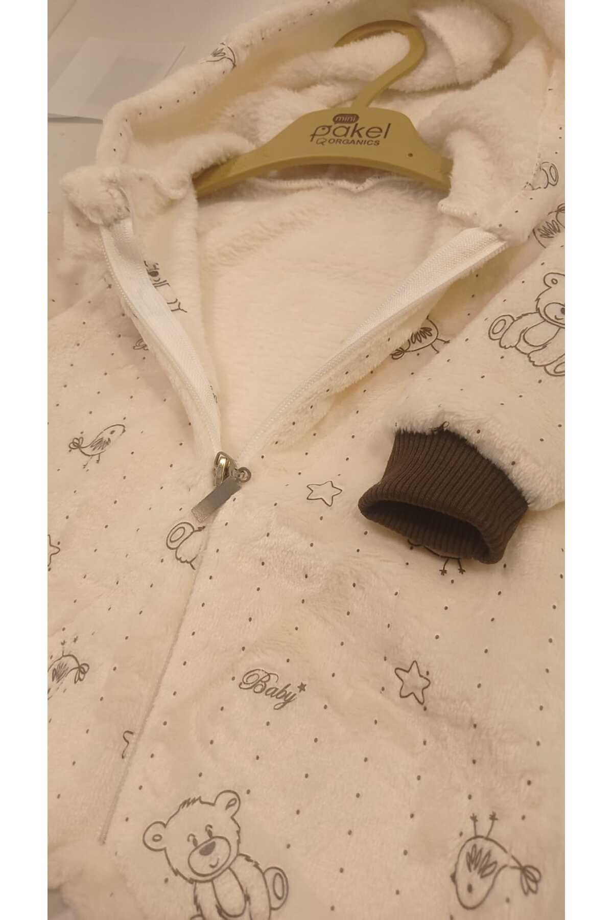 Mamman's Kışlık, Kalın Peluş, Kapüşonlu, Fermuarlı Erkek Bebek Tulumu, Welsoft Kumaş fotoğrafı 7 (önizleme)