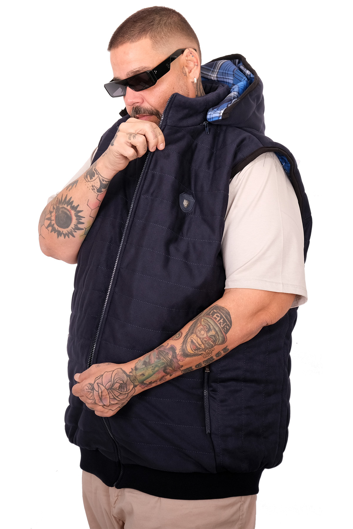 ModeXL Mode XL Battal Beden Erkek Kapitone Yelek U25717 lacivert görsel 2