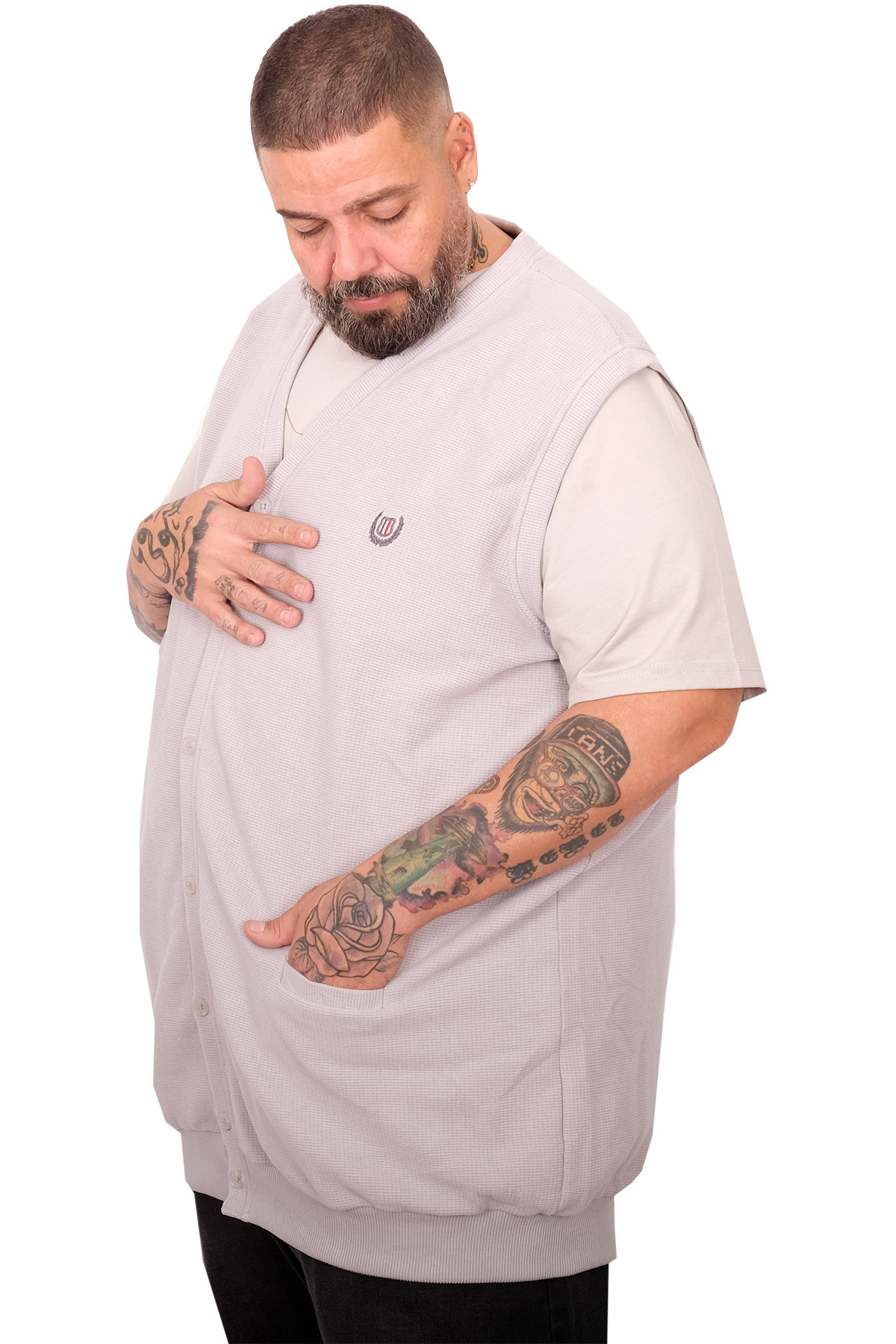 ModeXL Mode XL Battal Beden Yelek 20545 gri görsel 2