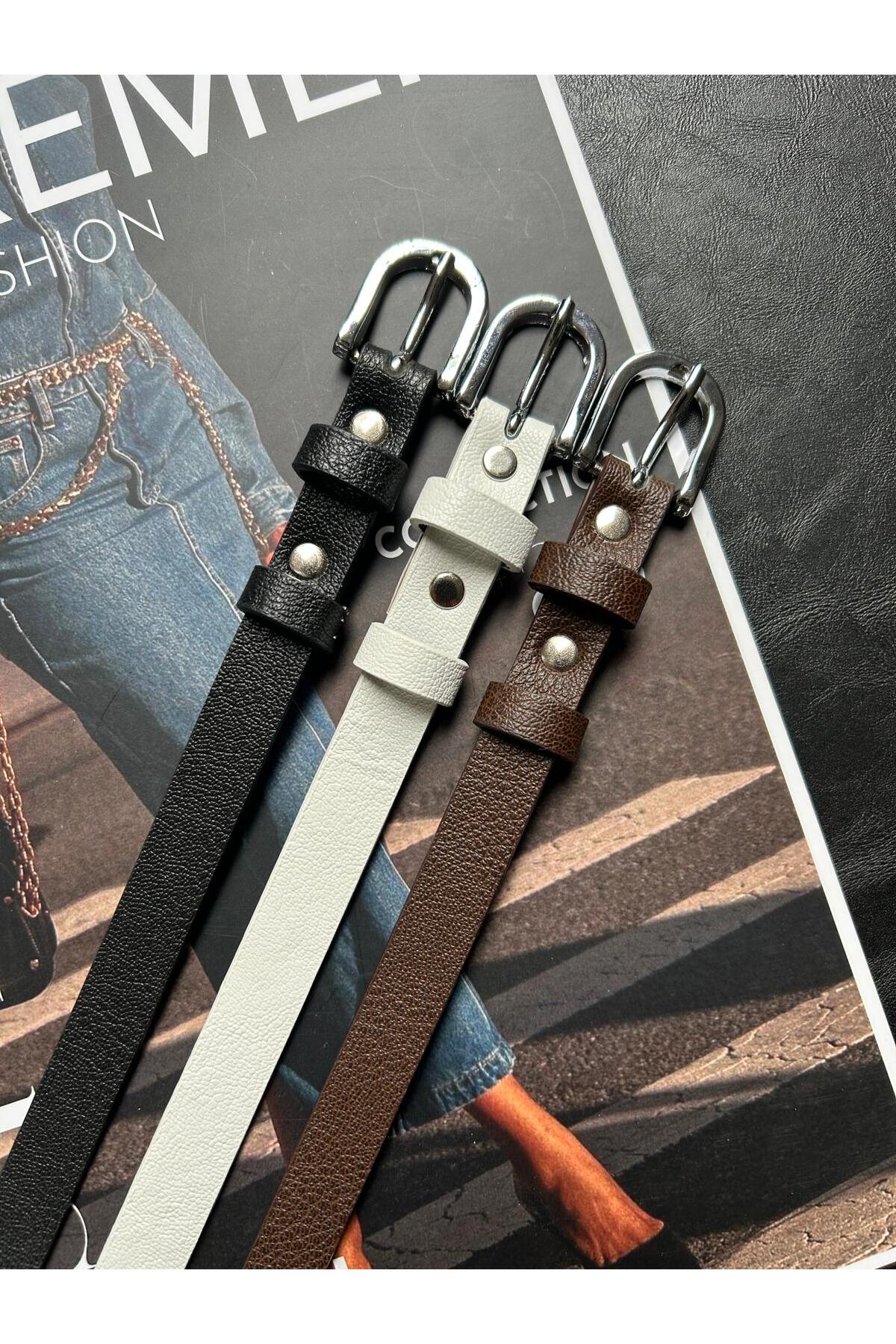 3-Piece Classic Thin Buckle Belt Waist Belt Jacket Belt Dress Belt Pants Belt