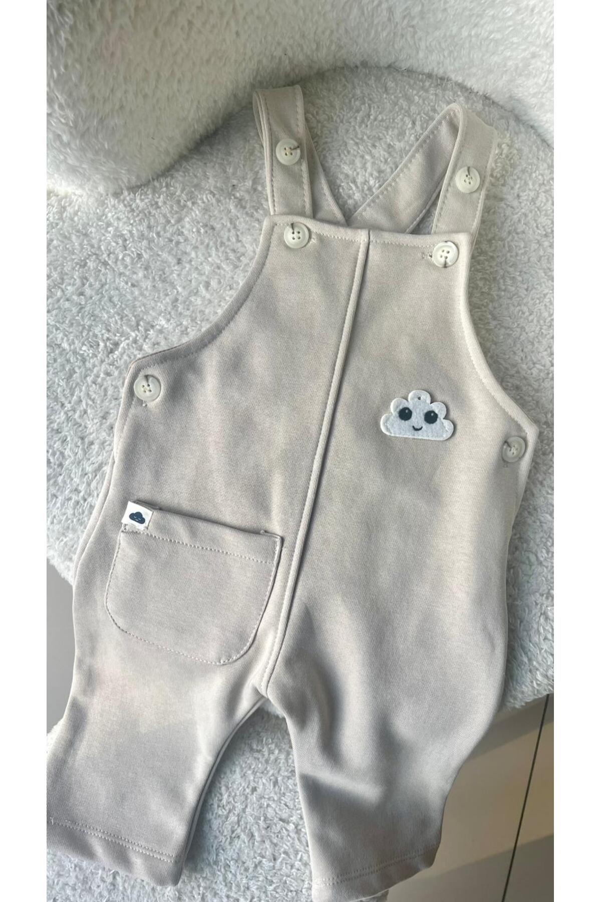 Dadamama Unisex Çocuk %100 Pamuk Örme Bebek Salopet-Askılı+Bez Çanta fotoğrafı 3 (önizleme)