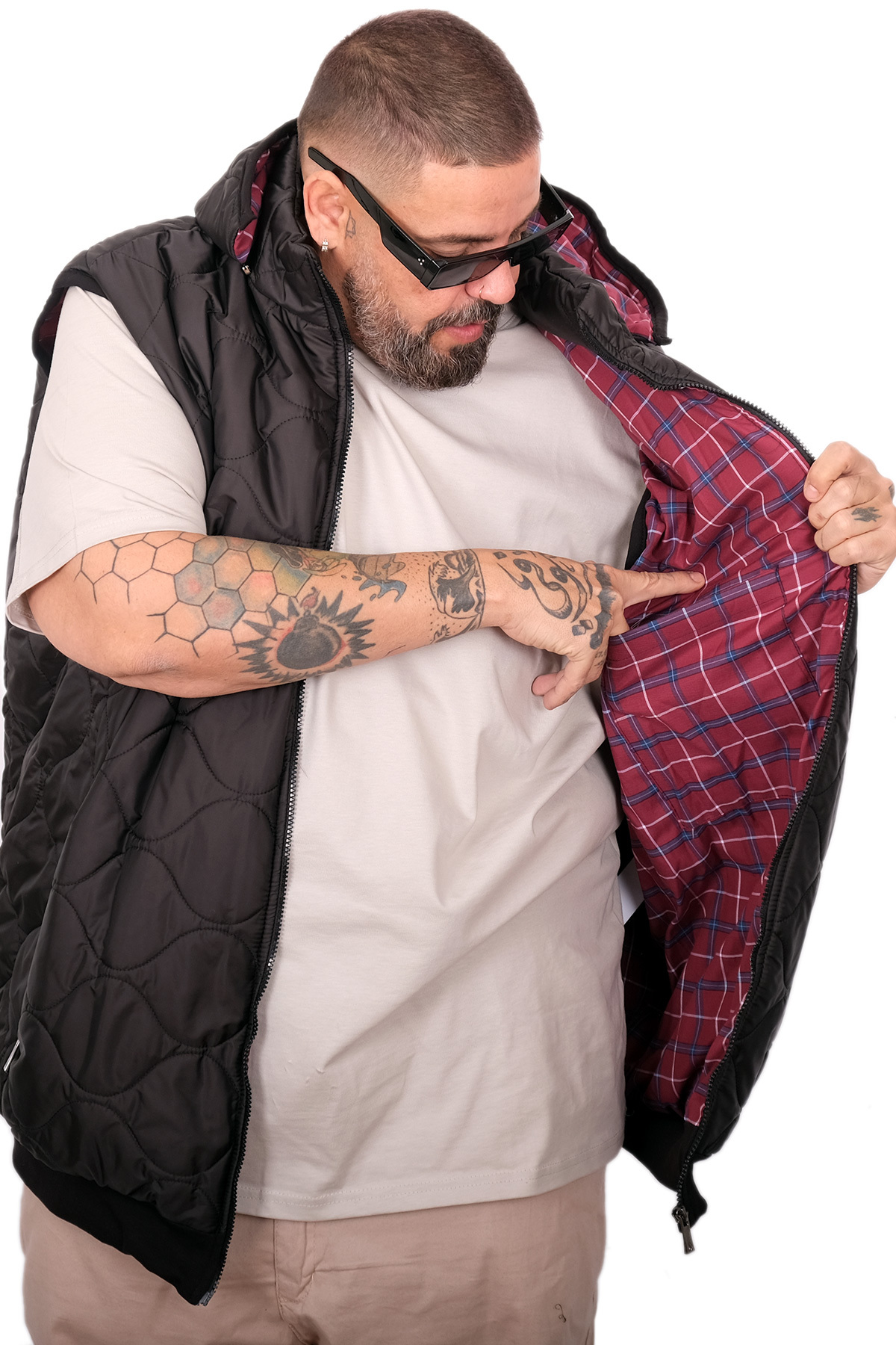 ModeXL Mode XL Büyük Beden Kapitone Yelek U25719 sıyah rugan görsel 3