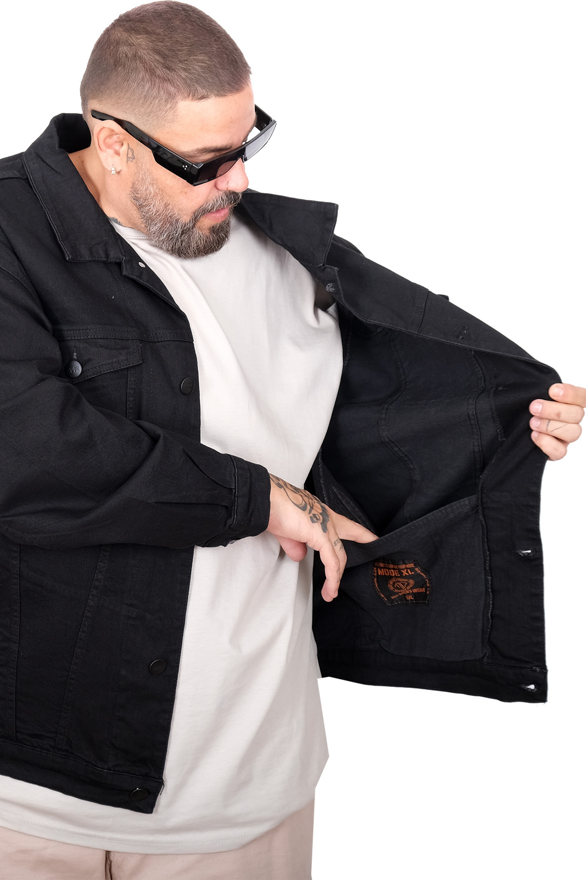 ModeXL Mode XL Büyük Beden Kot Mont 22800 b.black görsel 5
