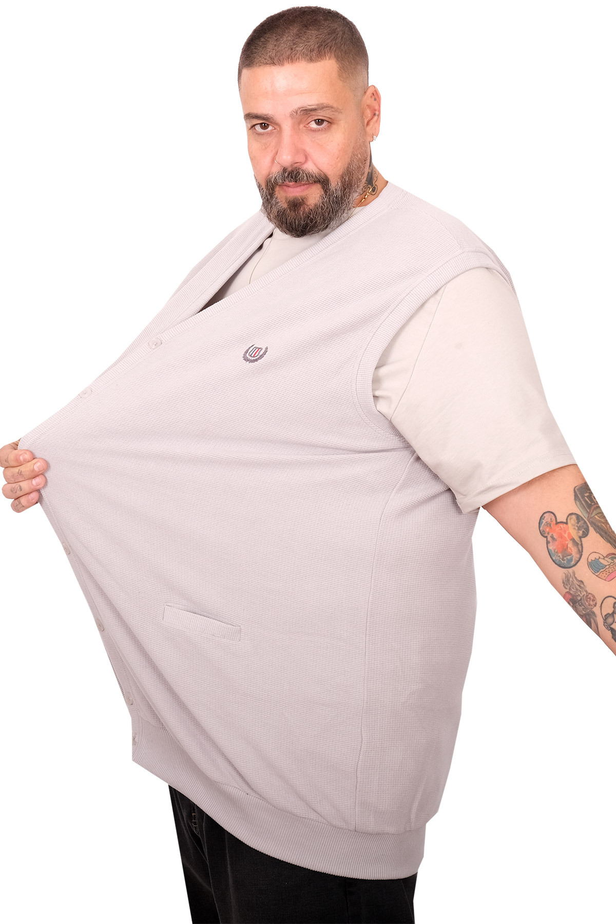 ModeXL Mode XL Battal Beden Yelek 20545 gri görsel 4