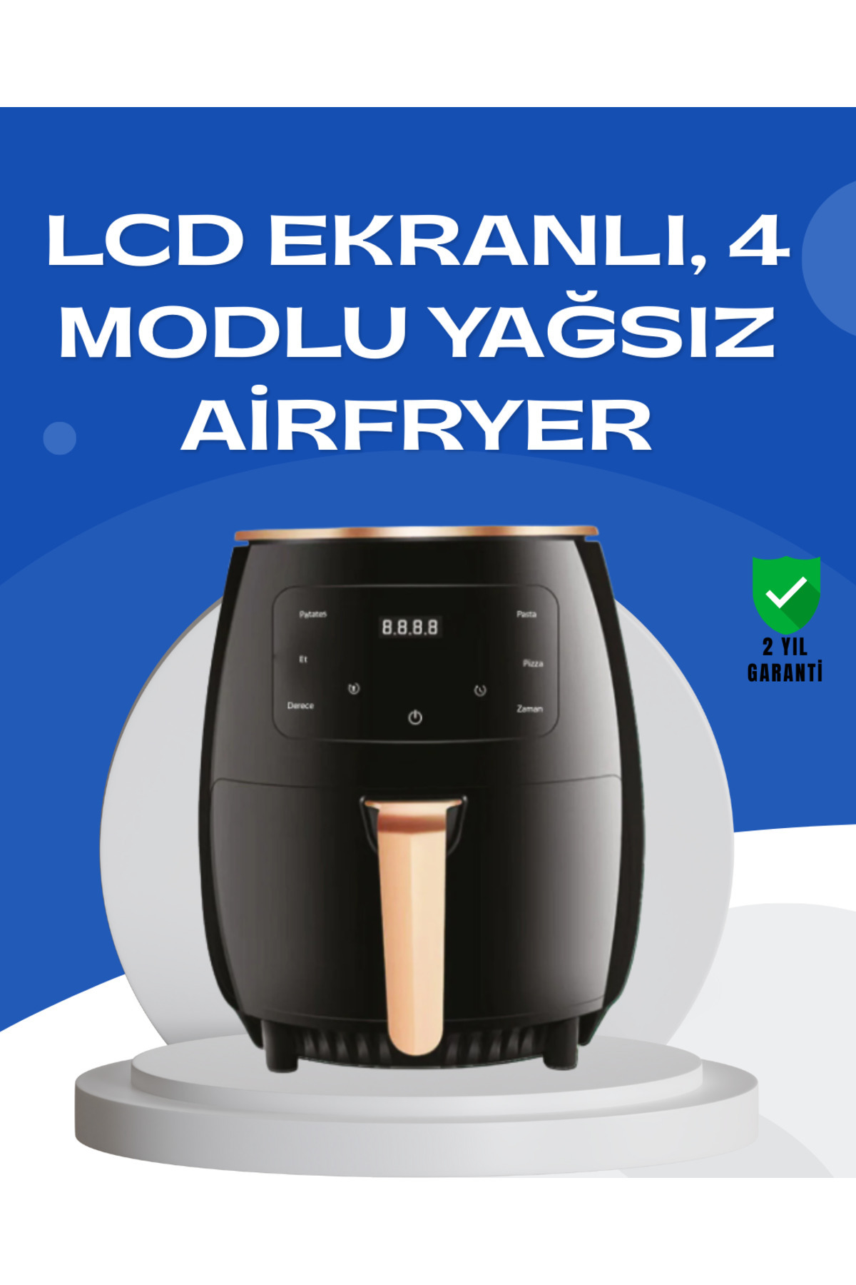 MBB ETİCARET 6L Yağsız Fritöz 2400W Dokunmatik Ekran Otomatik Kapanma Airfryer