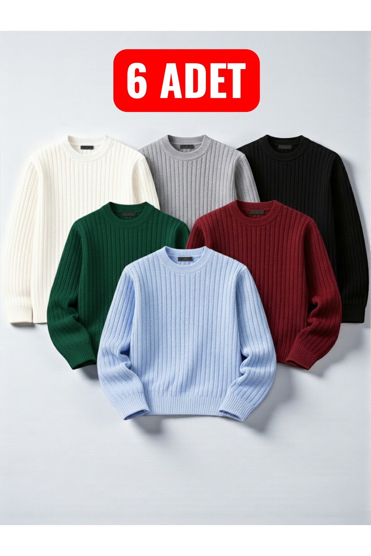 legends butik  6’lı Paket Erkek Kalın Triko Kazak – Bisiklet Yaka Kışlık Set