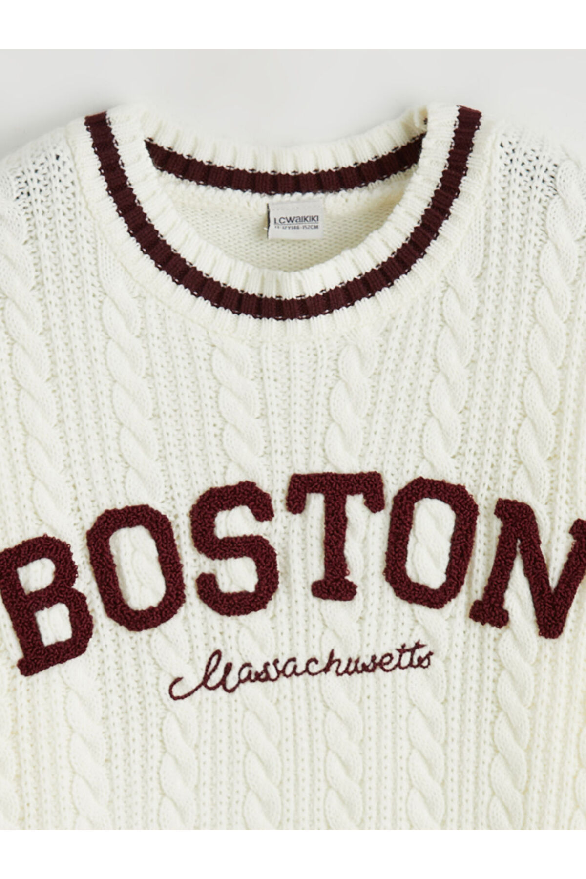 LC Waikiki LCW Kids Ekru Bisiklet Yaka Nakışlı Kız Çocuk Triko Kazak fotoğrafı 2 (önizleme)