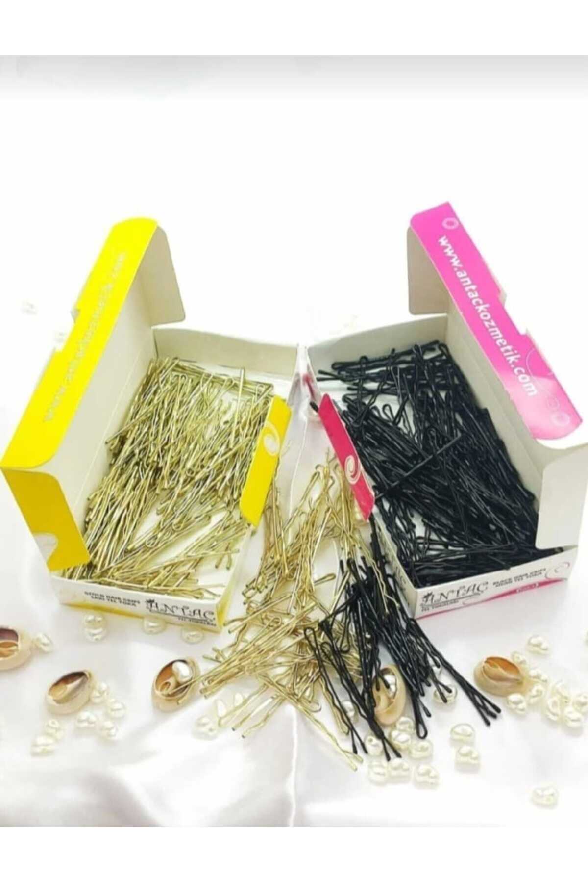 Antaç 300 Pcs Quality Hard and Useful Gold and Black Color Wire Buckle Screen Hairpin 1 Box