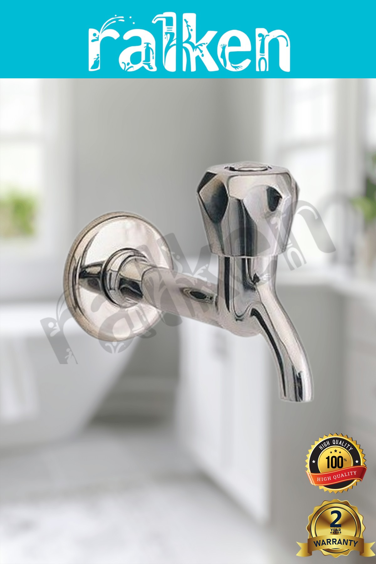 RALKEN Lavabo Tuvalet WC Bahçe Musluğu Krom Çevirmeli Volonlu %100 Pirinç