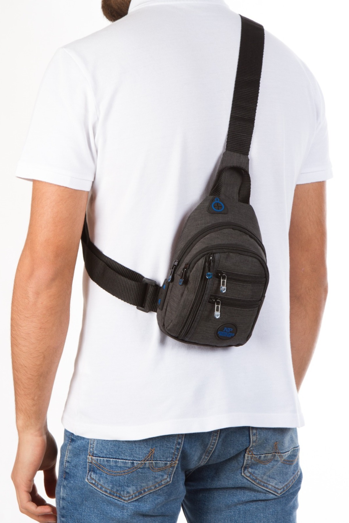 NEWISH POLO ACCESSORIES  Unısex Keten Telefon Bölmeli ve 5 fermuarlı Bel Ve Çapraz Omuz Çanta Göğüs Seyahet Günlük Bodybag - Görsel 6