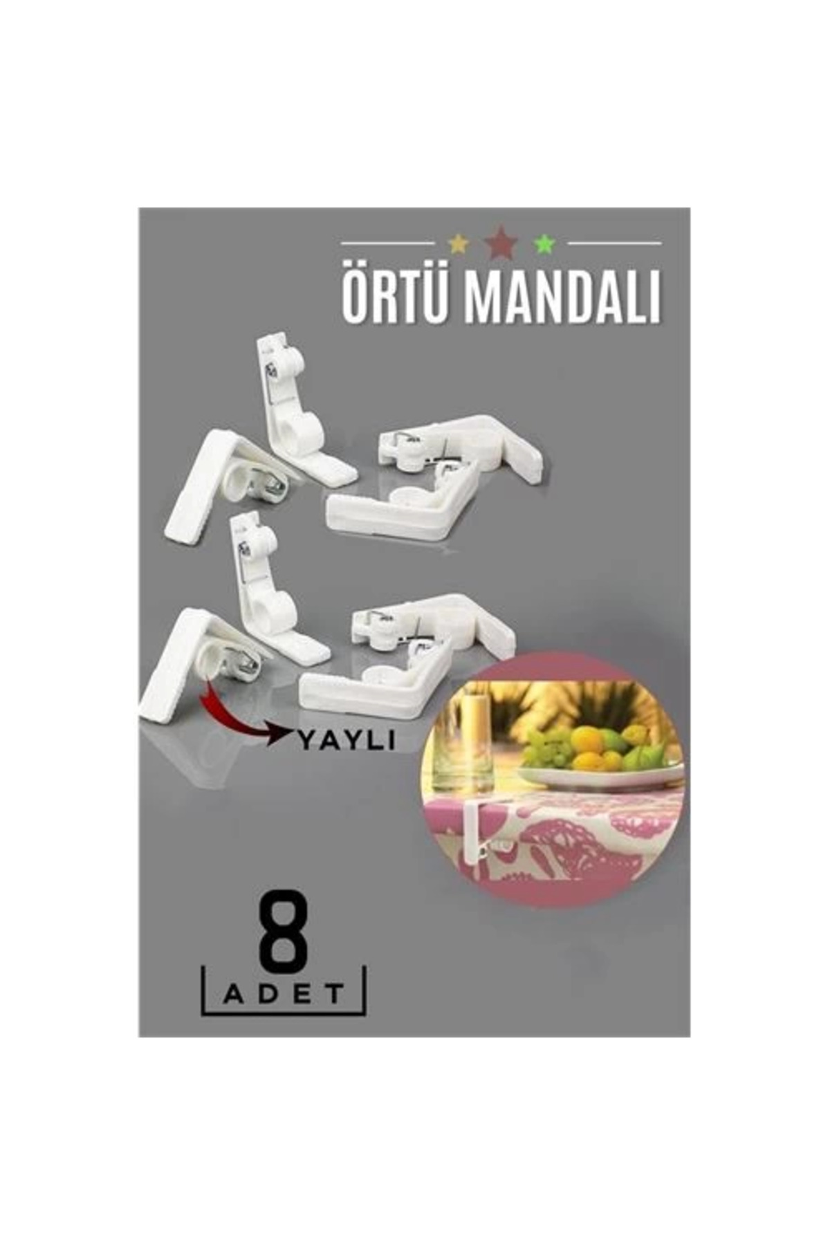 dorenta BFS Yaylı Masa Örtüsü Mandalı 8 ADET