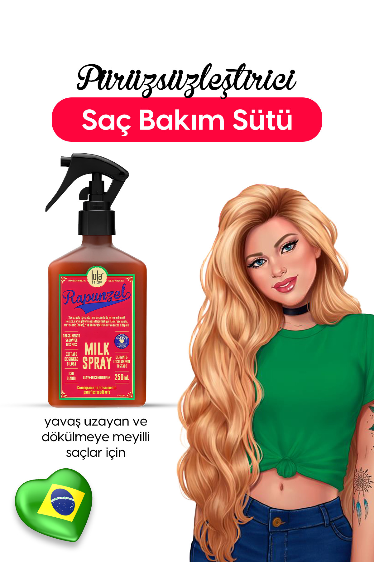 Lola From Rio Rapunzel Milk Sprey, Saç Bakım Sütü, Yüksek Isı Koruması, Durulanmaz 250 ml — TYC16F96DADF638174B8D8900