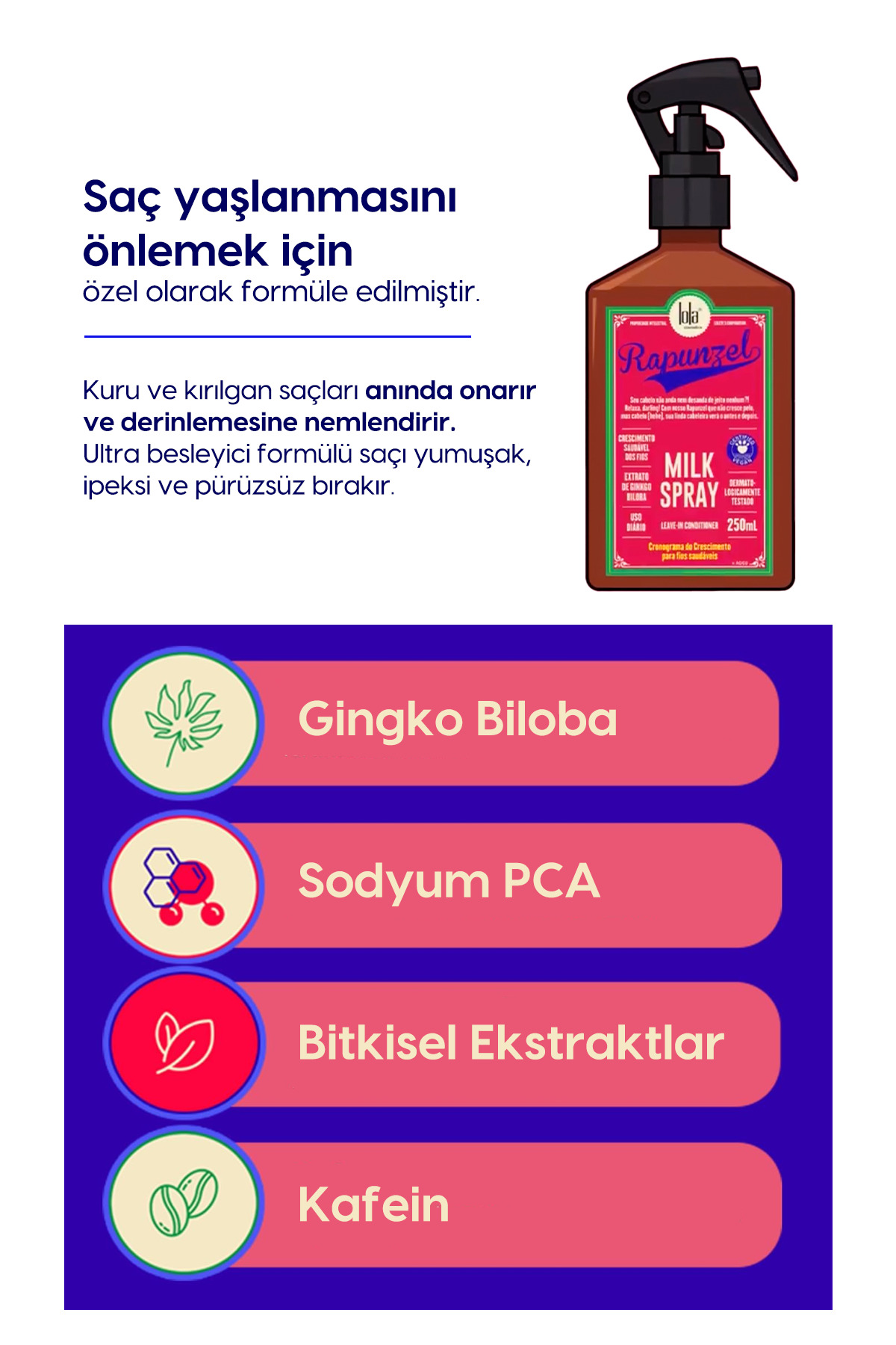 Rapunzel Milk Sprey, Saç Bakım Sütü, Yüksek Isı Koruması, Durulanmaz 250 ml — TYC16F96DADF638174B8D8900 — تصویر 3 از 4