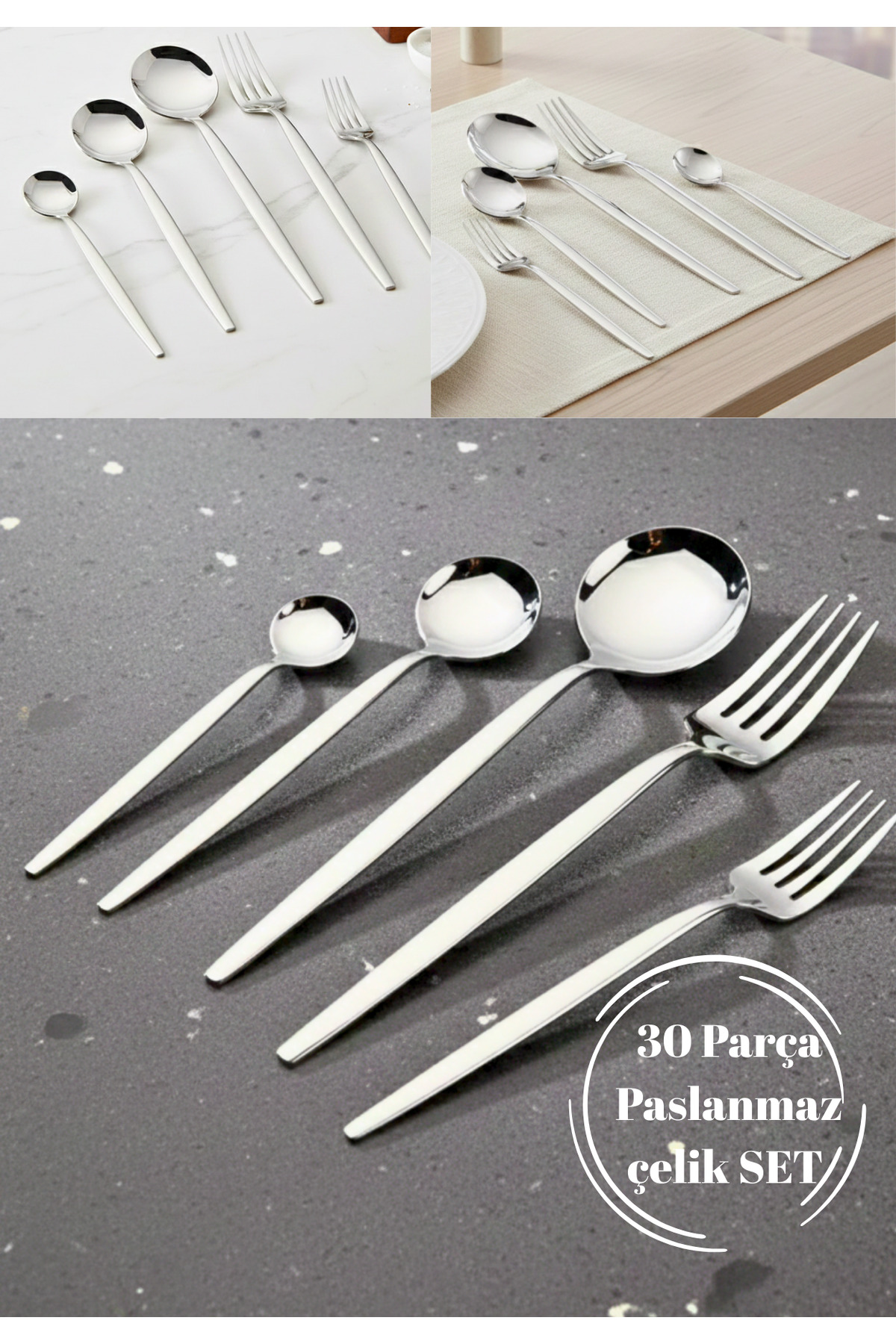 30-Piece Stainless Steel Cutlery Set | Dinnerware-Dessert-Teaspoon Set for 6