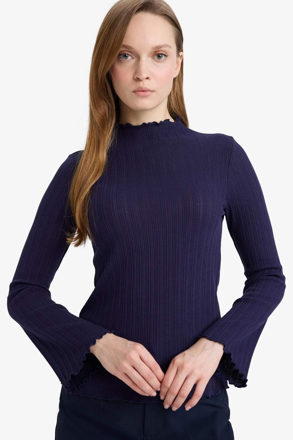 DeFacto Slim Fit Dar Kesim Fitilli Kaşkorse Uzun Kollu Tunik F7136AX25AU