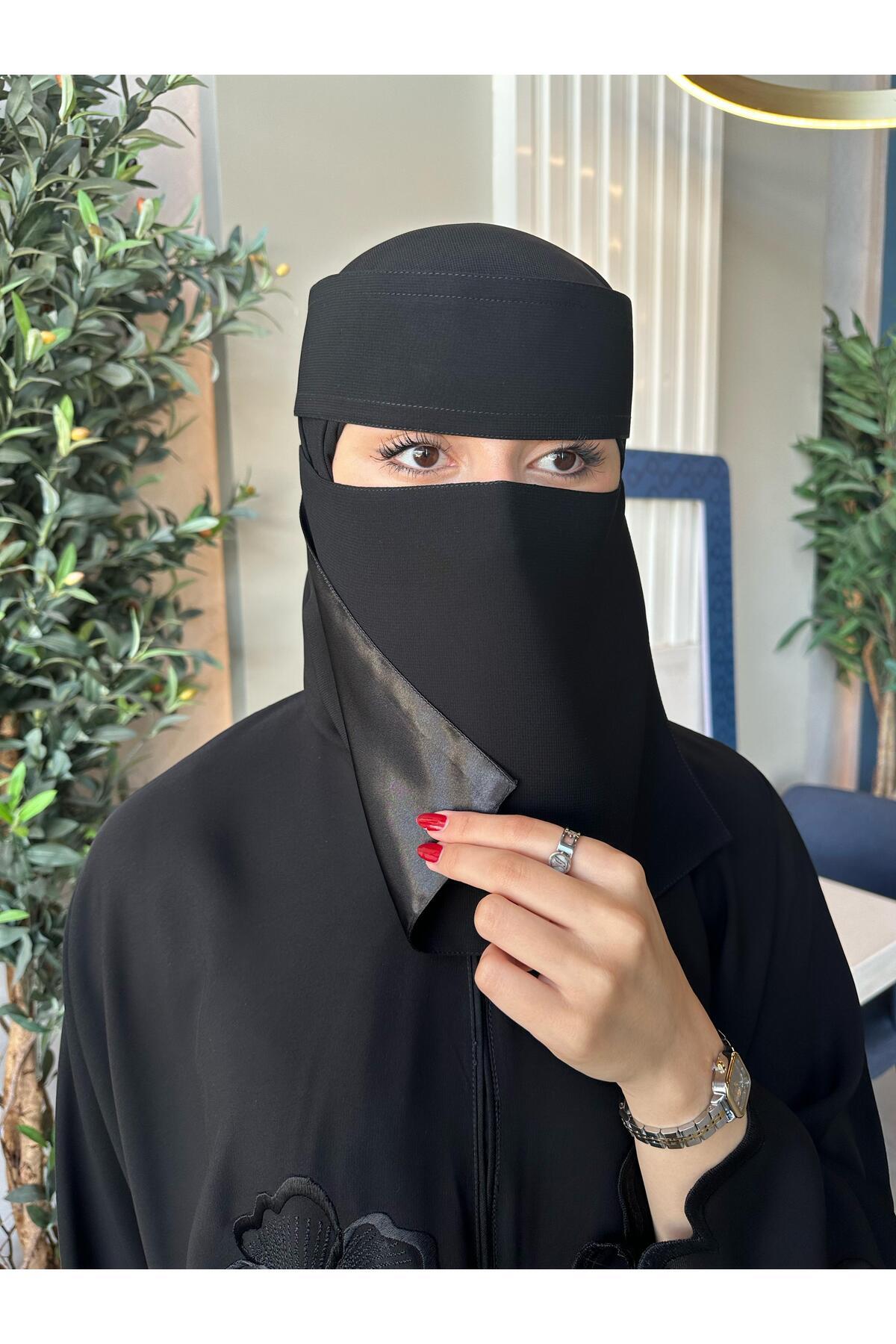 TAJ نقاب وسط خط طويل مبطن حرير