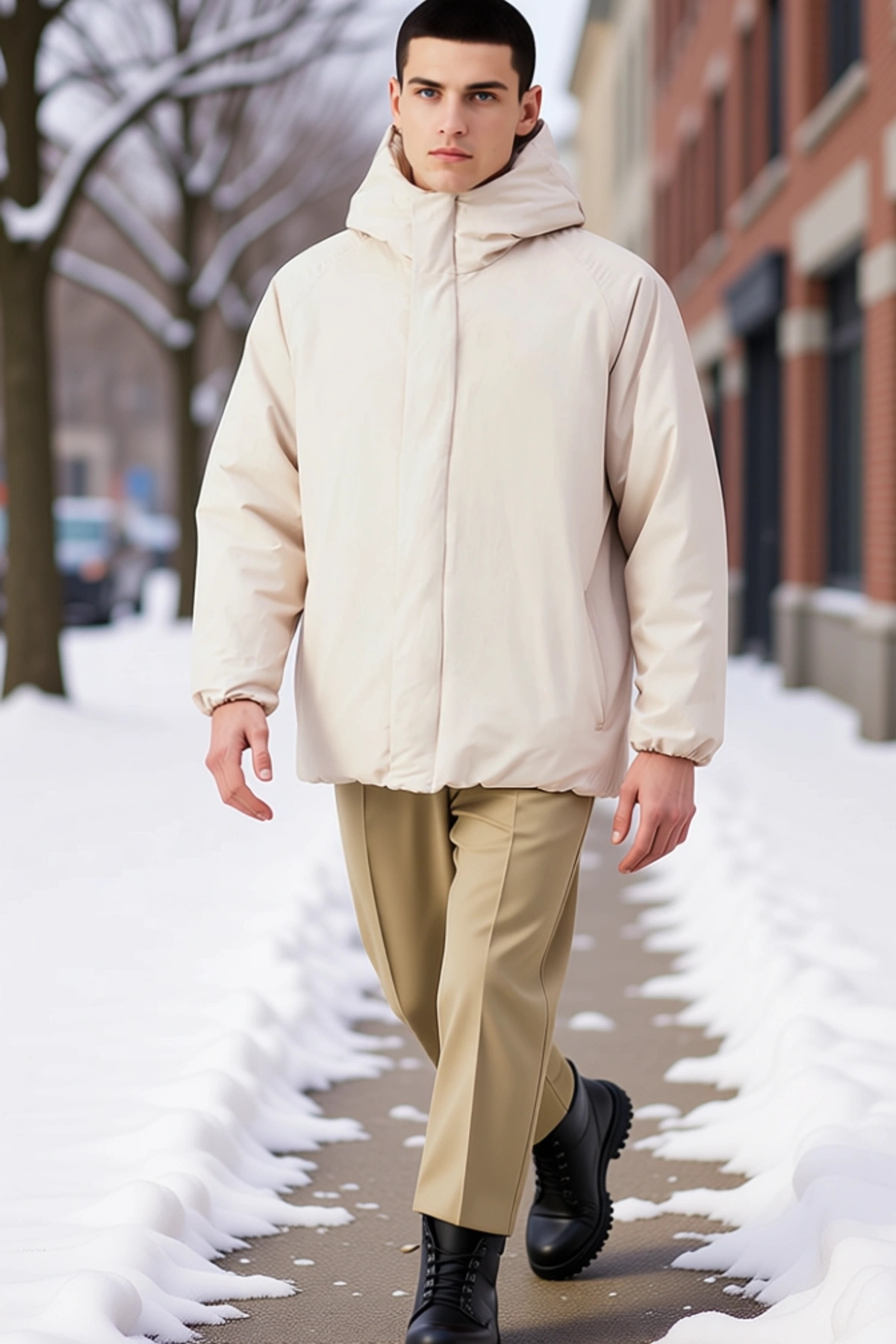 Erkek Kapüşonlu Reglan Kol Oversize Fit Mont Fonksiyonel Dayanıklı Kaliteli Konforlu Rahat