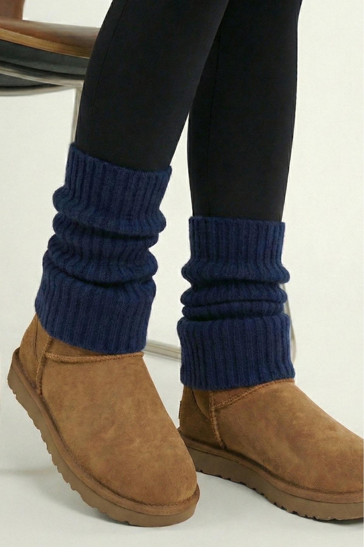 KOZİA OUTDOORS Doğal Yün Tozluk Fitilli Kışlık Beyaz Kadın Dizlik Kalın Ayaksız Yoga Diz Üstü Çorap