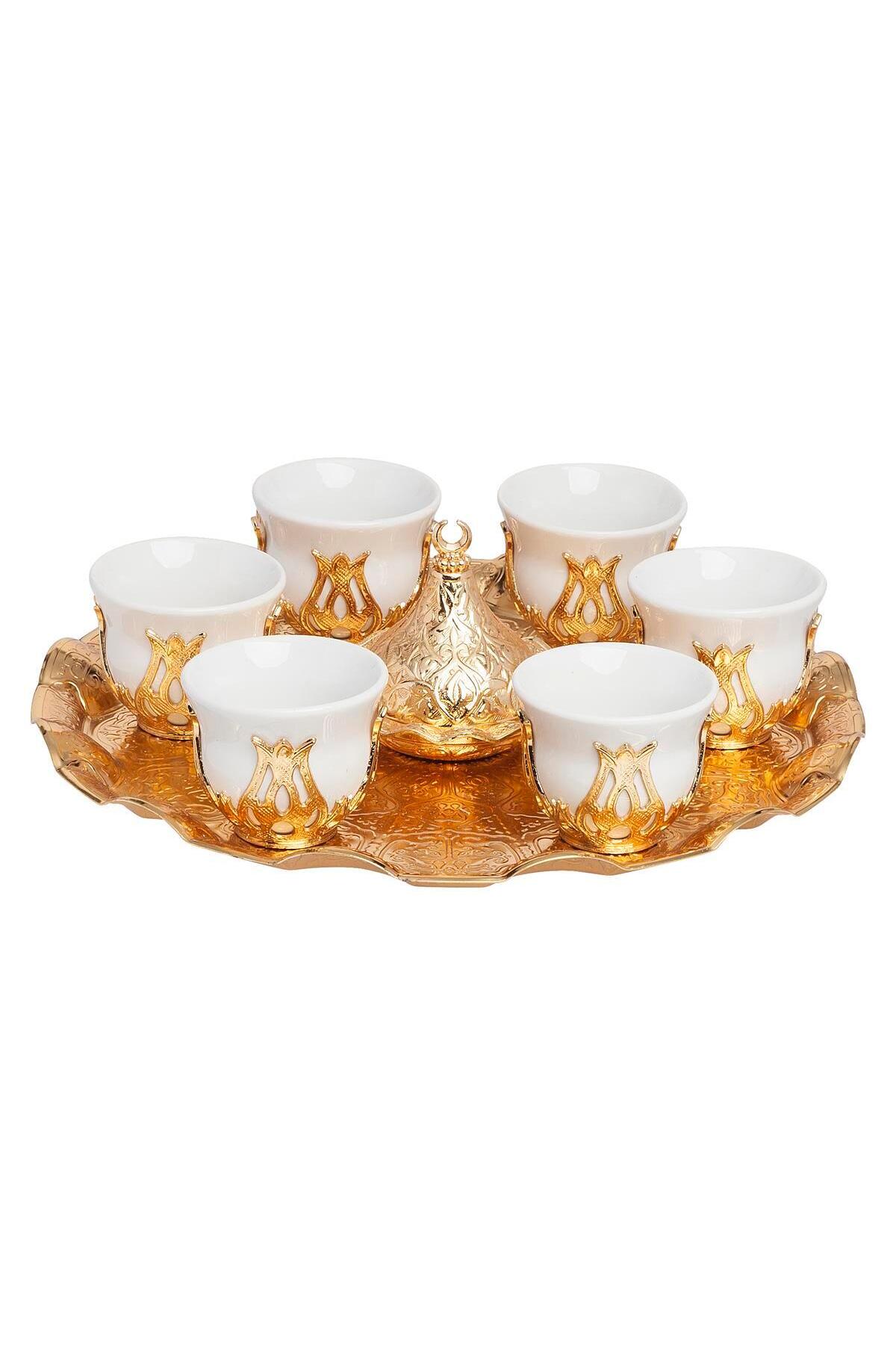 Six-Piece Metal Coffee Cup Set _Special Set for Coffee Presentation | Arabian Espresso & Zamzam Set