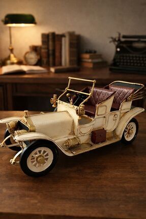 VALENZA STORE Asil Beyaz Klasik Araba Biblo - El Yapımı Metal Koleksiyonluk -...