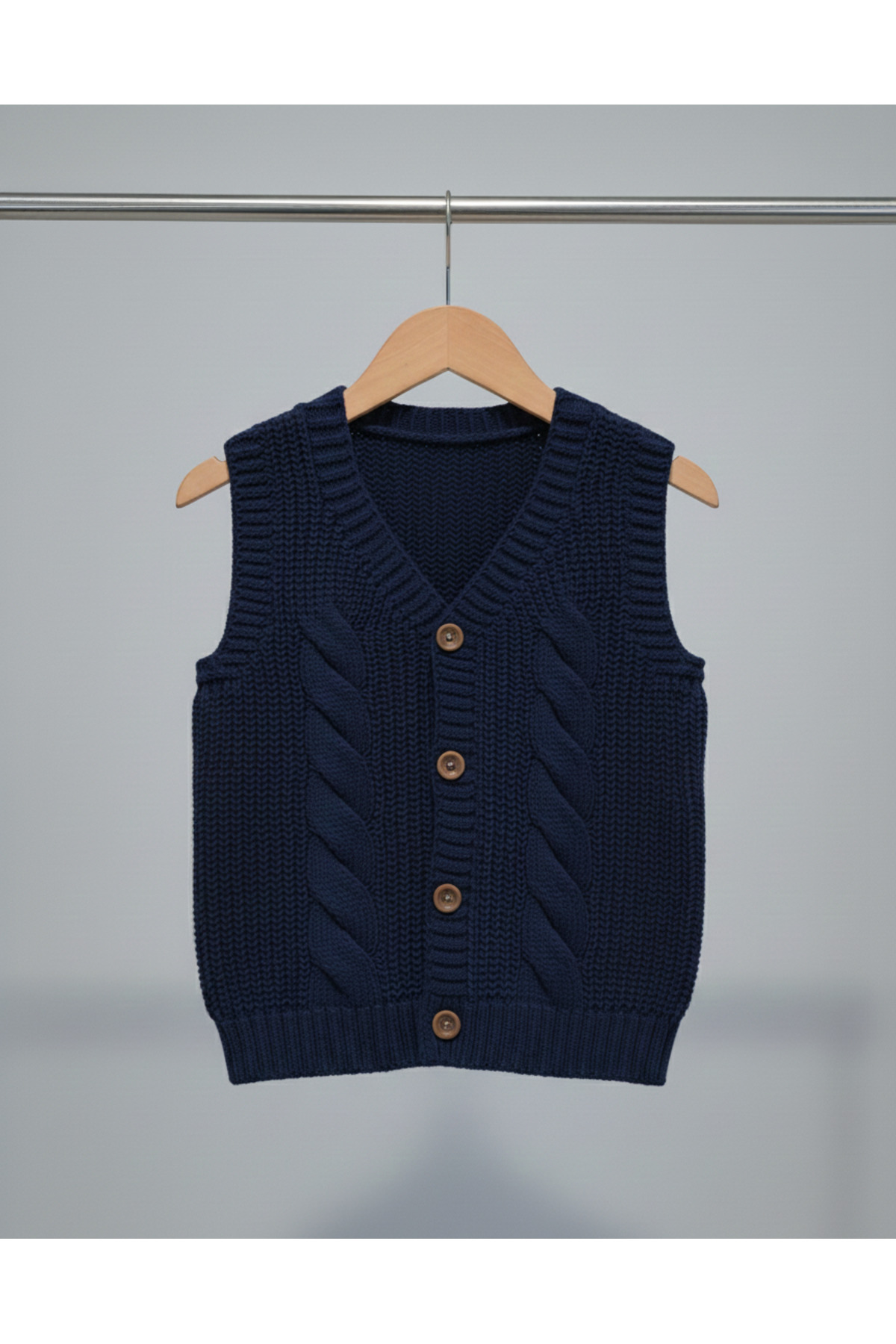 Nimini Kids Yeni Sezon Yumoş Örgü Desenli Triko Unisex Bebek Çocuk Yelek (0-8 yaş) fotoğrafı 3 (önizleme)