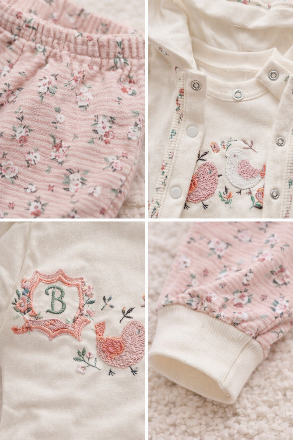 MYZİ STORE Kız Bebek %100 Pamuk 3'lü Nakışlı İç Giyim - Nakışlı Kapüşonlu - Desenli Alt 3 lü Takım fotoğrafı 2 (önizleme)