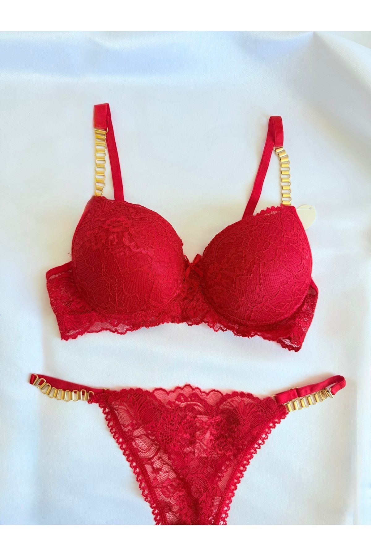 Lorinyo  Kadın Dantelli Yarı Destekli Şık Sütyen Ve Külot Takımı - Görsel 3