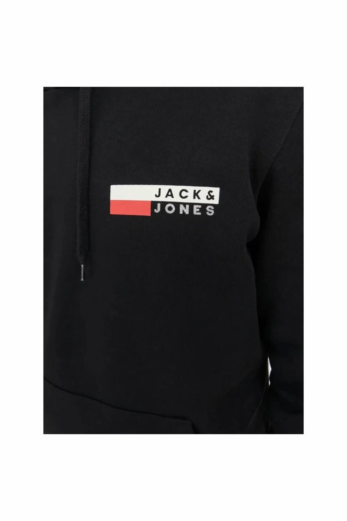 سویشرت مردانه طرح دار آستین بلند | جک اند جونز Jack & Jones 12233599-Black - تصویر 2