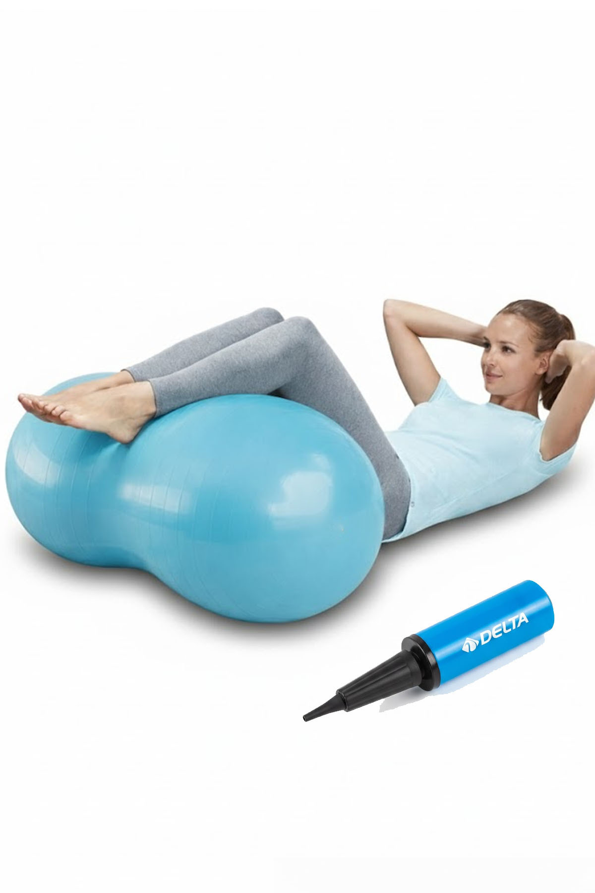 Delta Fıstık Pilates Topu 90 cm | Yer Fıstığı Pilates Topu ve Pompa Denge Fizik Tedavi Egzersiz Topu Seti