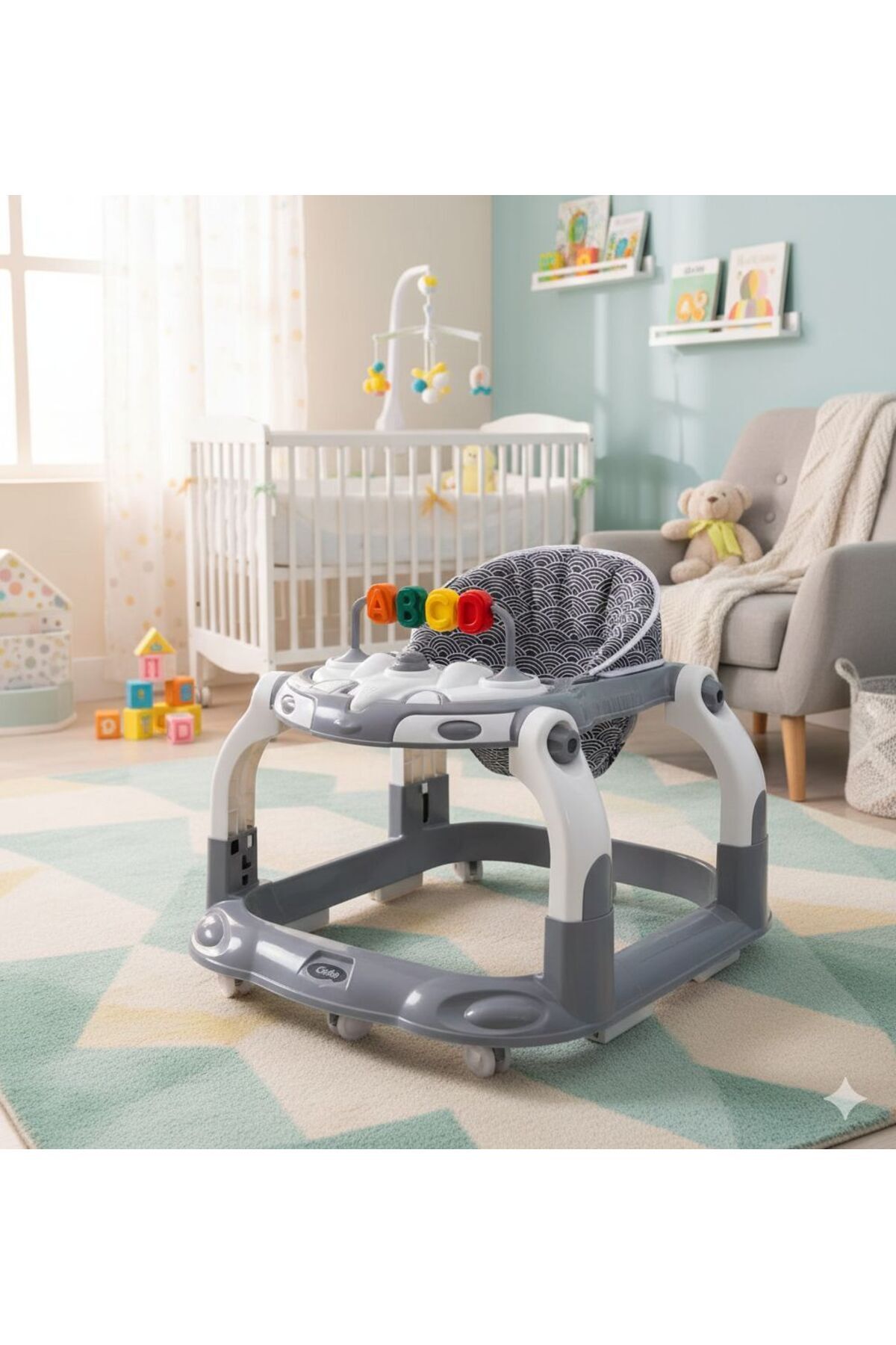 TURHANBEBE Kornalı Oyuncaklı Mama Tablalı Zıp Zıp Hoppala Yürüteç
