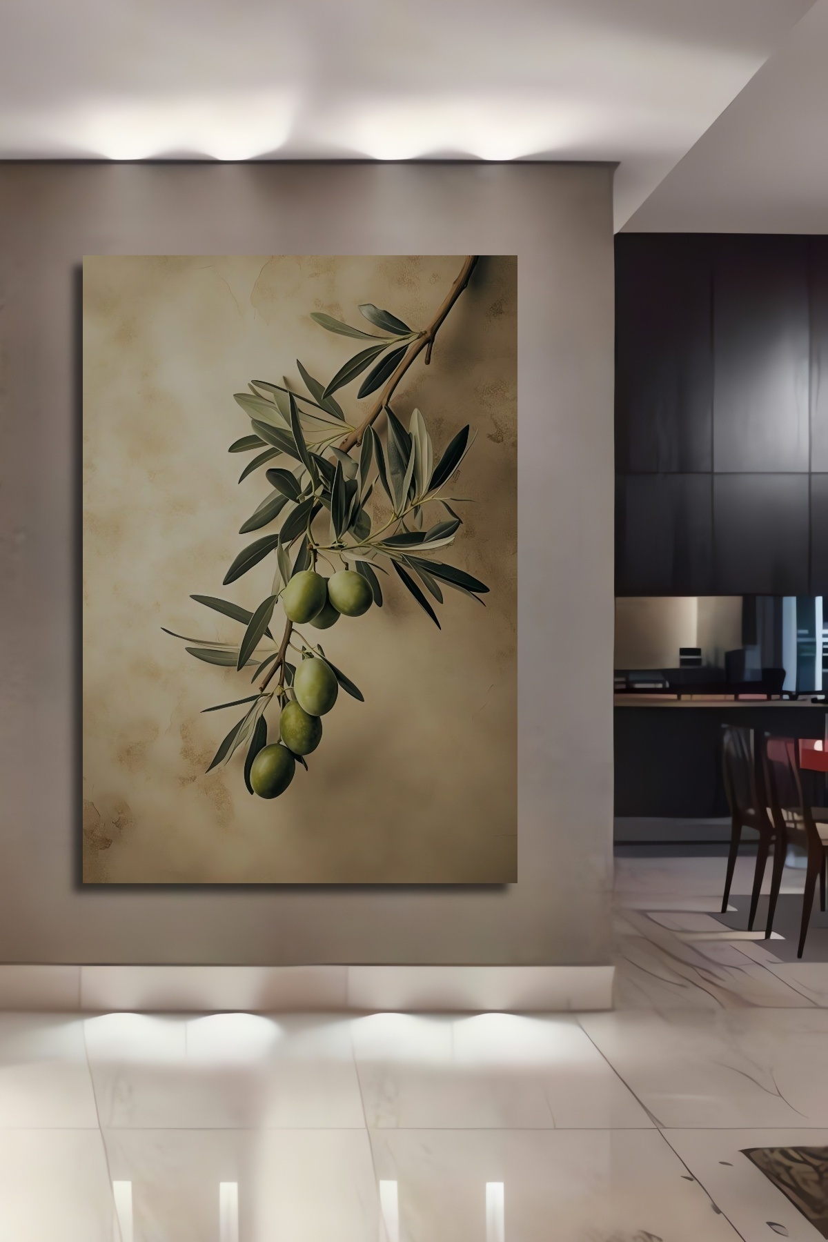 Teona Ahşap Zeytin Dalı Yağlı Boya Görünümlü Dekoratif Ahşap Ev