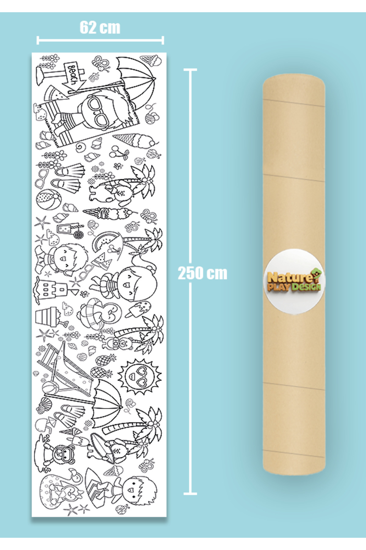 کاغذ رنگآمیزی غولپیکر با تم تابستانی ۶۲ × ۲۵۰ سانتیمتر؛ فعالیت گروهی آموزشی عمده برای مدارس و مهدکودکها