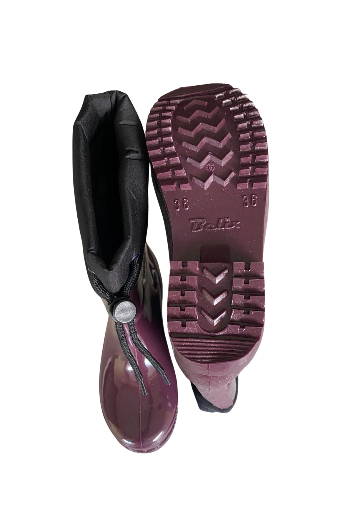 belixspor  Konçlu Peluşlu Kadın Yağmur Çizmesi 36-40 Mürdüm - Görsel 5