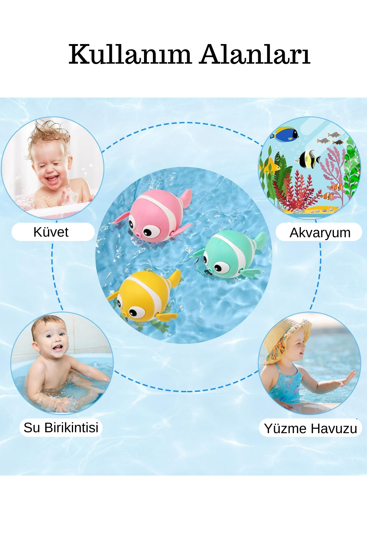 Privo Kurmalı Sevimli Banyo ve Havuz Oyuncağı Yüzen Balık Banyo Arkadaşı Suda Yüzen Palyaço Balığı 1 Adet fotoğrafı 5 (önizleme)