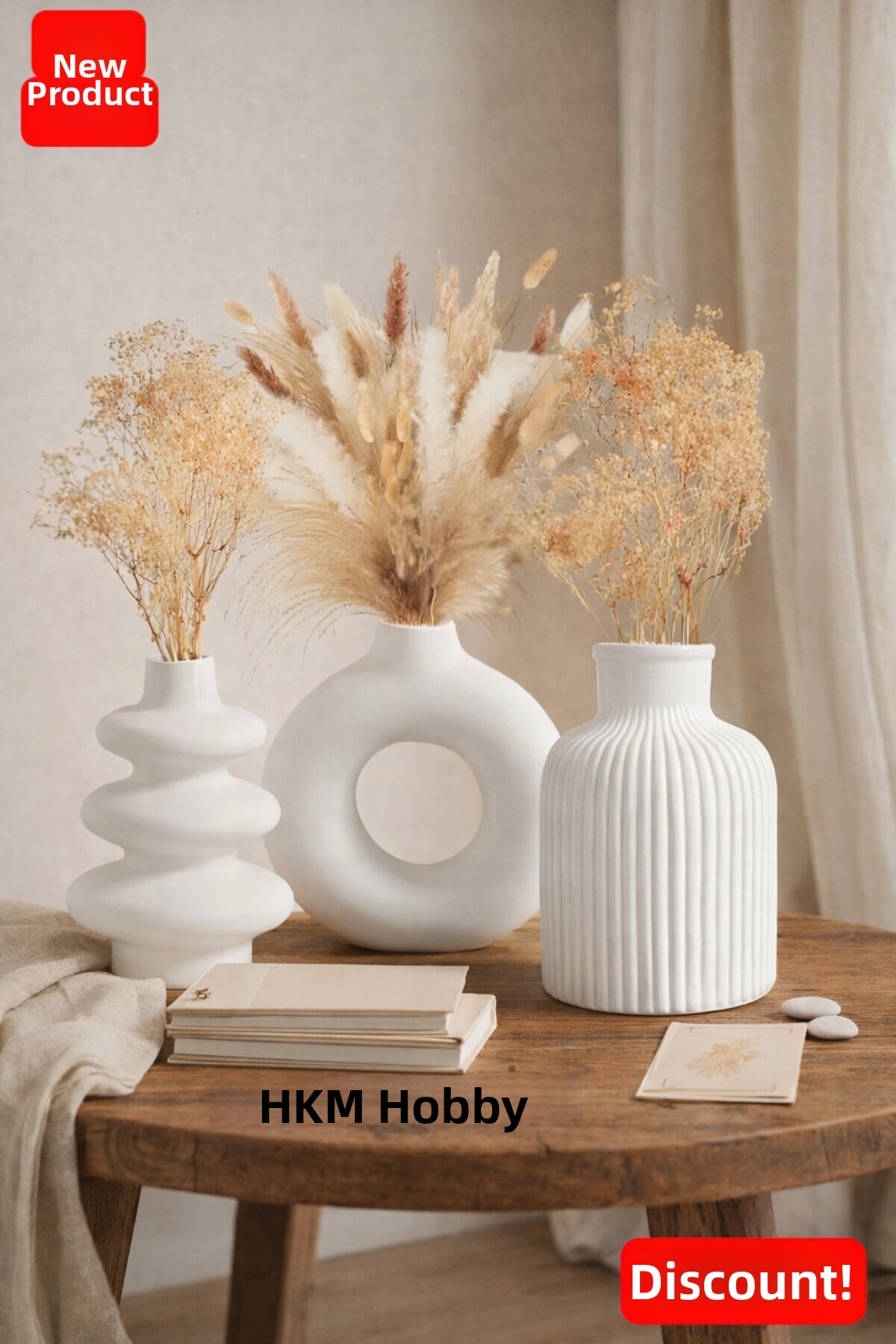 مجموعة مزهريات إسكندنافية بوهيمية مكونة من 3 قطع -...